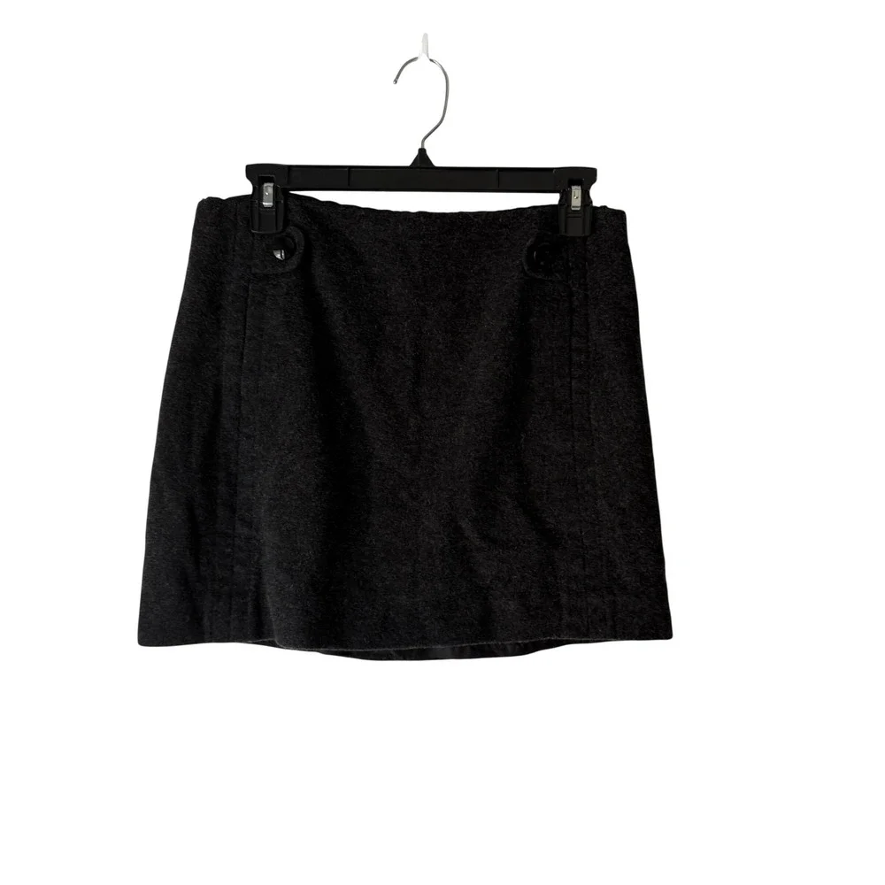 J. Crew‎ Charcoal Gray Wool Blend A-Line Mini Skirt Size 2 Academia Twee Preppy
